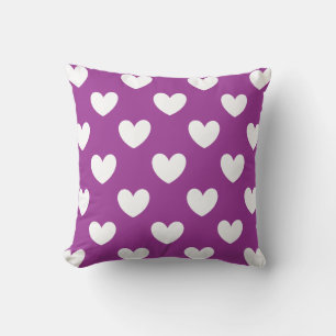 Coussin Coeurs polka blanc sur Cactus violet Fleur violet