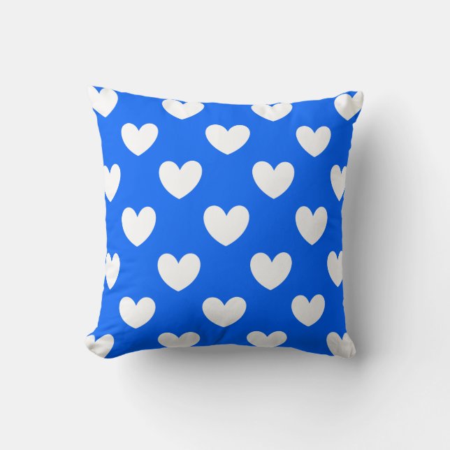 Coussin Coeurs polka blancs sur bleu (Recto)