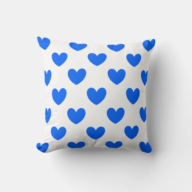 Coussin Coeurs polka bleu sur blanc (Recto)