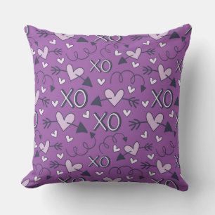 COUSSIN COEURS PURPLE ARROSS HUGS KISSES