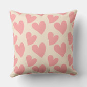 Coussin Cœurs Rose Pâle Rêveurs Monogrammés Beige (Verso)