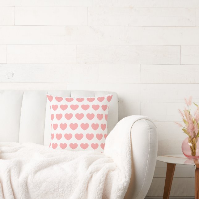 Coussin Coeurs rose Pastel Moderne Sur Blanc (Canapé)