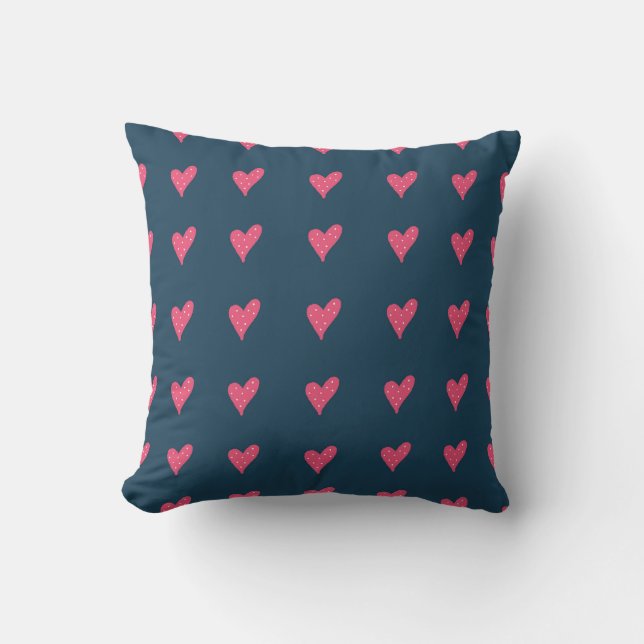 Coussin Coeurs roses avec points Dessin Saint Valentin (Recto)