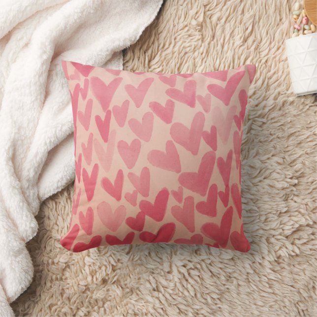 Coussin Cœurs roses éparpillés mignons (Couverture)