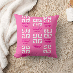 Coussin Cœurs roses et blancs bubble gum