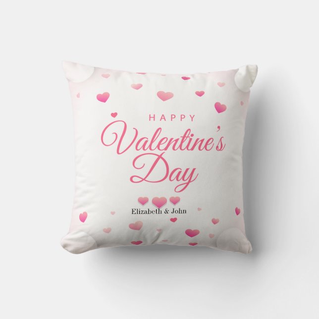 Coussin Cœurs roses Joyeuse Saint-Valentin (Recto)