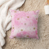 Coussin Cœurs roses princesse étoiles et couronnes (Couverture)
