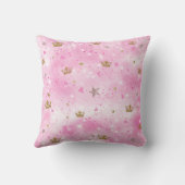 Coussin Cœurs roses princesse étoiles et couronnes (Verso)