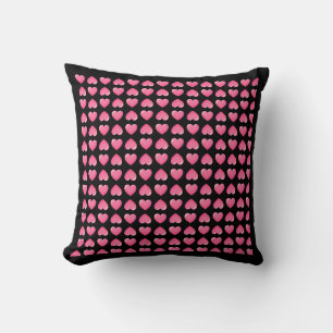 Coussin Coeurs roses sur Noir