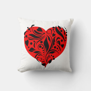 Coussin Cœurs rouges et noirs