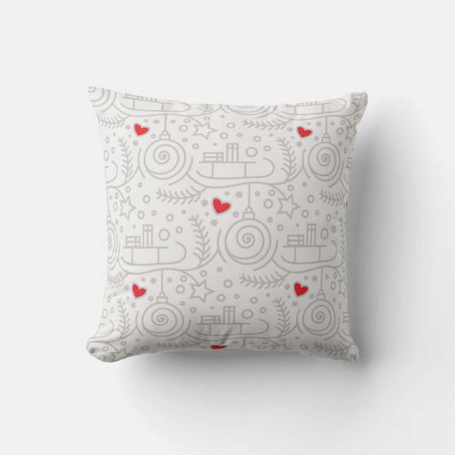 Coussin Cœurs rouges moderne capricieux rustique de vacanc (Recto)