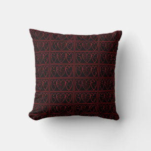 Coussin Cœurs rouges, noirs et blancs décoratifs