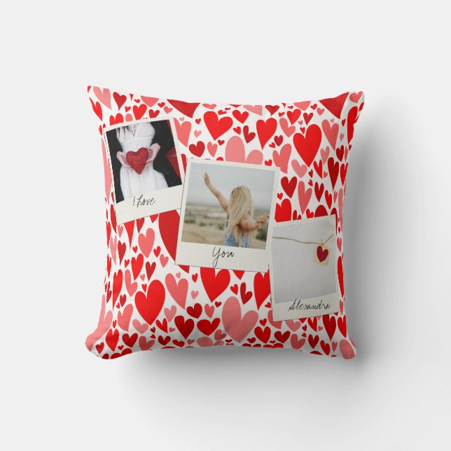 Coussin Coeurs rouges super et romantiques Saint Valentin  (Recto)