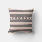 Coussin Cœurs Tartan de Noël Rose (Recto)