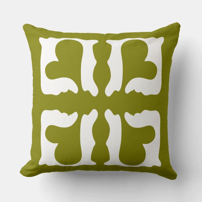 Coussin Coeurs vert olive et blanc (Recto)
