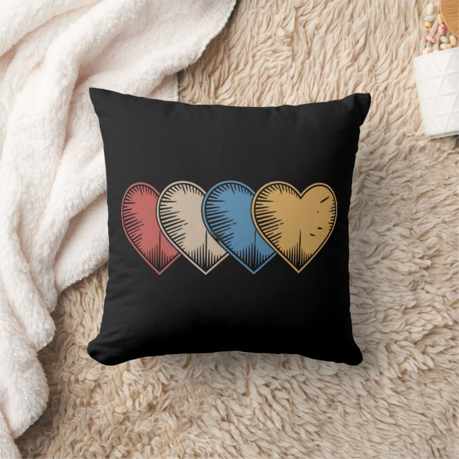 Coussin Coeurs vintages Cool Retro Valentines Jour Cadeau (Couverture)
