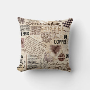 Coussin Coffee. Abstract coffee pattern on brown backgroun