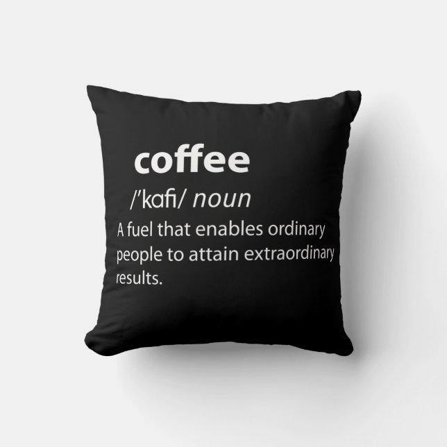 Coussin Coffee Funny Dictionnaire Définition (Recto)