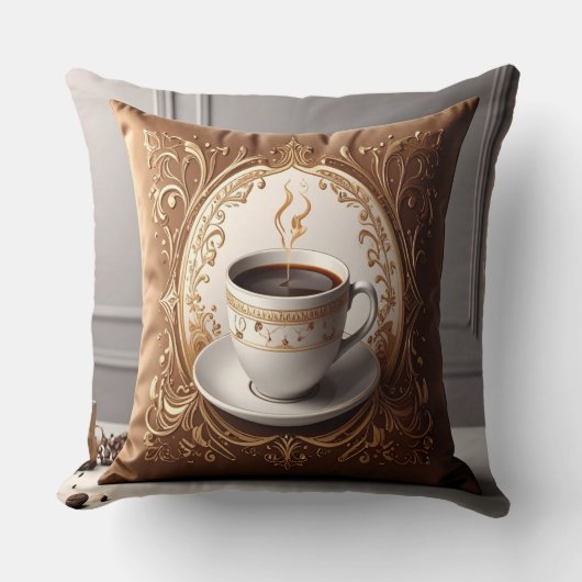 Coussin Coffee Lover's Haven Throw Pillow - Luxurious Pill (Recto)