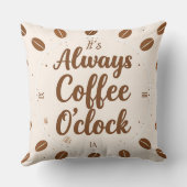 Coussin Coffee O'Clock Pillow - Funny Coffee Time Throw (Verso)