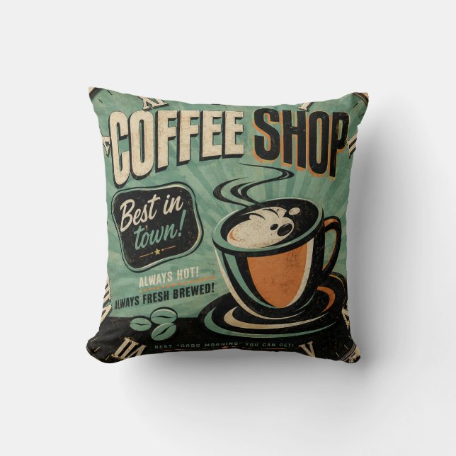 Coussin Coffee Shop Vintage (Recto)