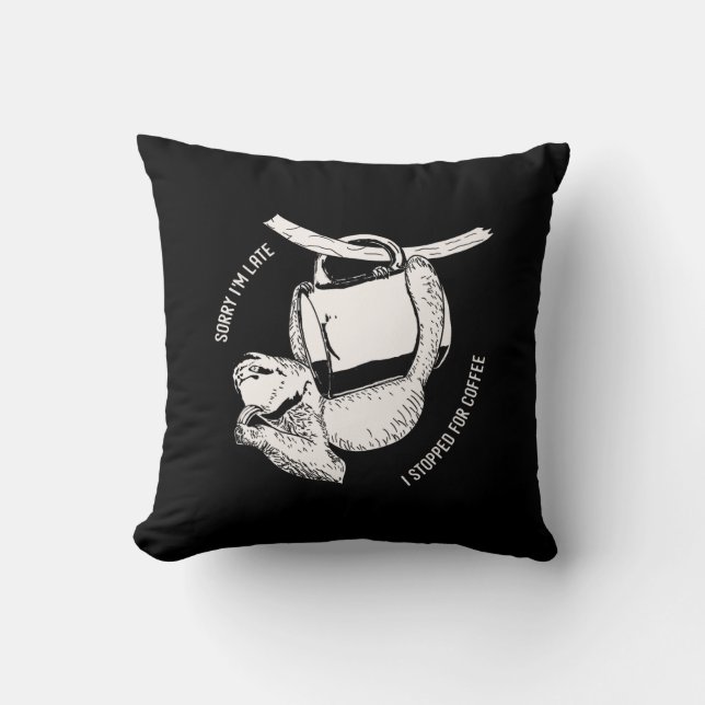 Coussin Coffee Sloth (blanc) (Recto)