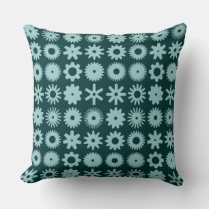 Coussin Cogs - Bleu clair vert sur Vert mousse foncé