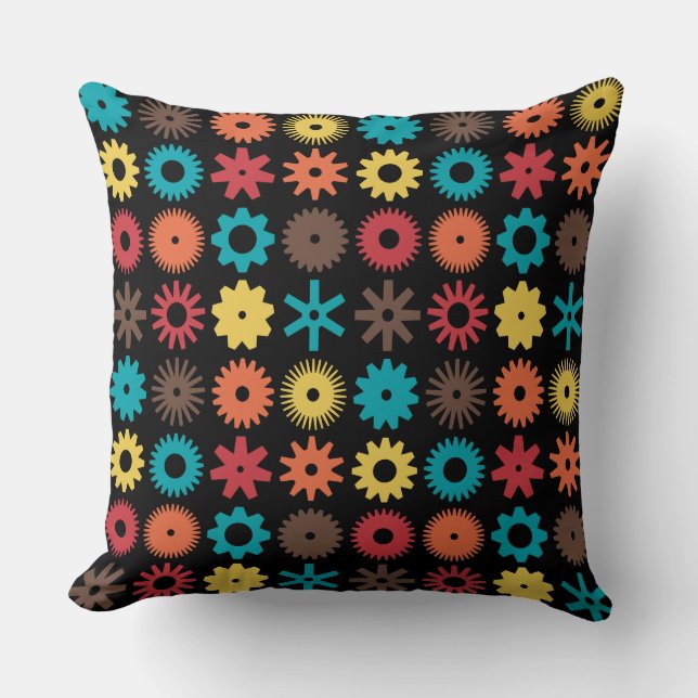Coussin Cogs - Couleurs 02 sur Noir (Recto)