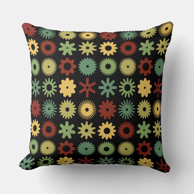 Coussin Cogs - Couleurs 03 sur Noir (Recto)