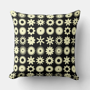 Coussin Cogs - Jaune pâle sur Noir