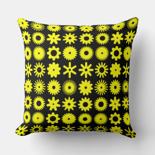 Coussin Cogs - Jaune sur noir