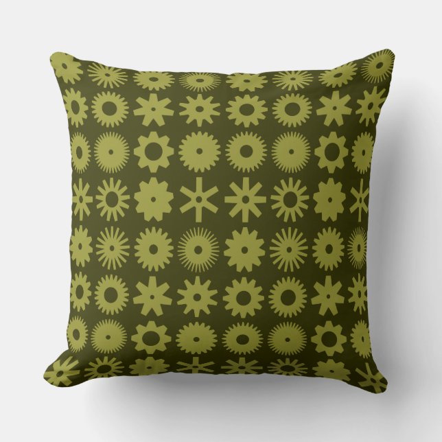 Coussin Cogs - Olive on Dark Olive (Recto)