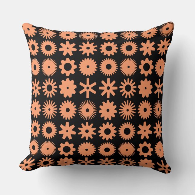 Coussin Cogs - Pêcher sur noir (Recto)