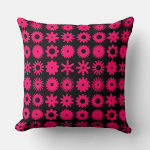 Coussin Cogs - Rouge néon sur noir