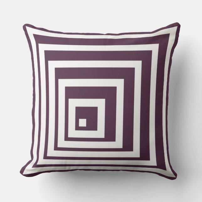 Coussin Coin géométrique blanc et mauve Motif-poussoir (Recto)