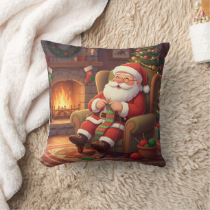 Coussin Coin « Niche de tricot confortable de Père Noël pe