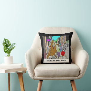 Coussin Coincé: tronçonneuse contre arbre bande dessinée d