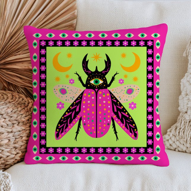 Coussin Coléoptère de l'œil maléfique Design d'insecte fun (Créateur téléchargé)