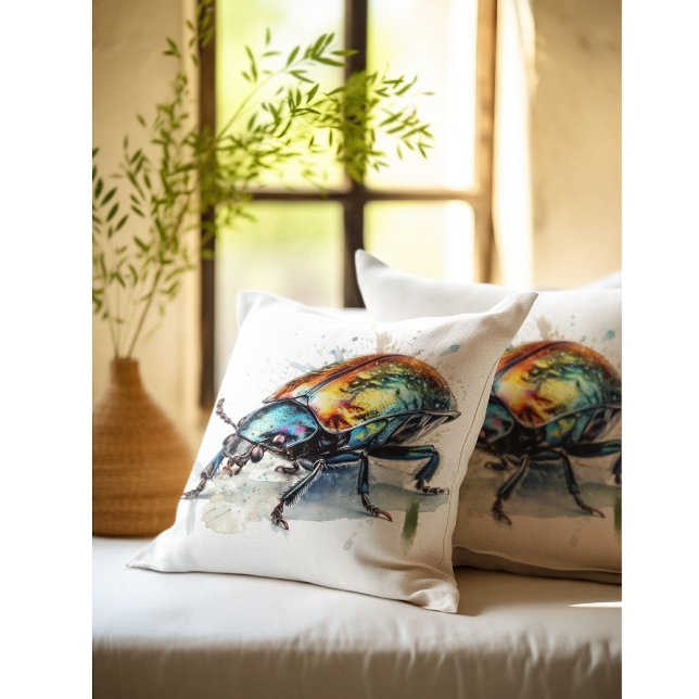 Coussin Coléoptère iridescent à l'aquarelle (Créateur téléchargé)