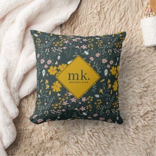 Coussin Coléoptères et abeilles de la moutarde florale boh