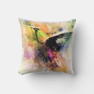 Coussin Colibri à l'aquarelle 