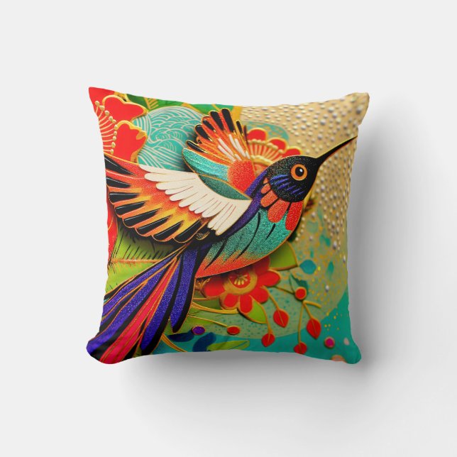 Coussin Colibri affairé (Recto)