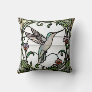 Coussin Colibri art nouveau en verre teinté élégant