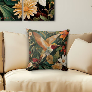 Coussin Colibri Art nouveau en vol