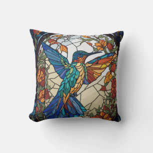 Coussin Colibri artistique en verre coloré