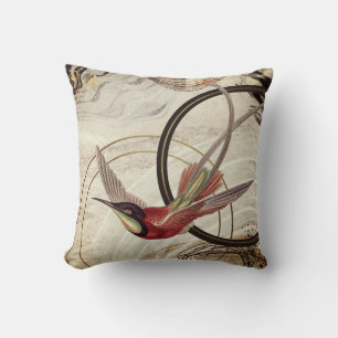Coussin Colibri artistique ivoire noir et or