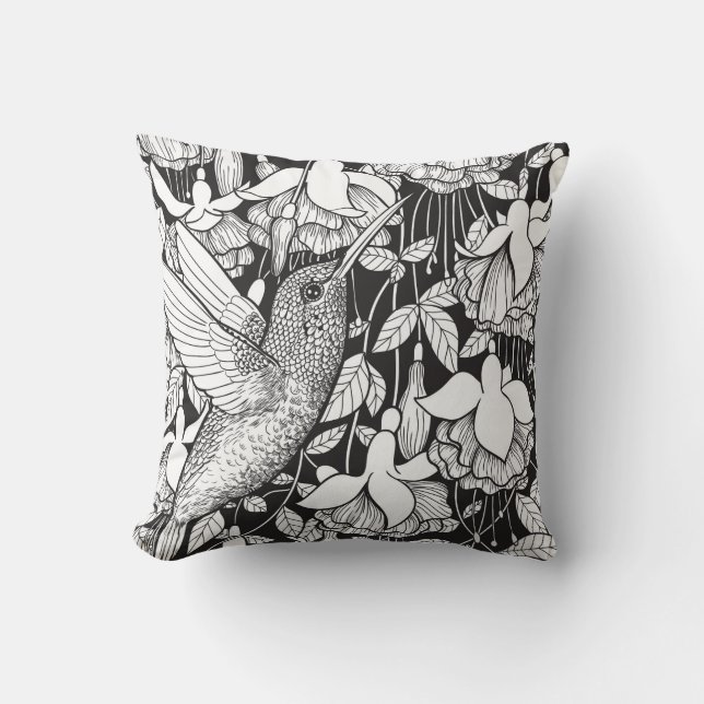 Coussin Colibri et fuchsia (Recto)
