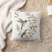 Coussin Colibri Initial – Cadeau Floral Vintage pour Elle (Couverture)