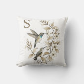 Coussin Colibri Initial – Cadeau Floral Vintage pour Elle (Recto)