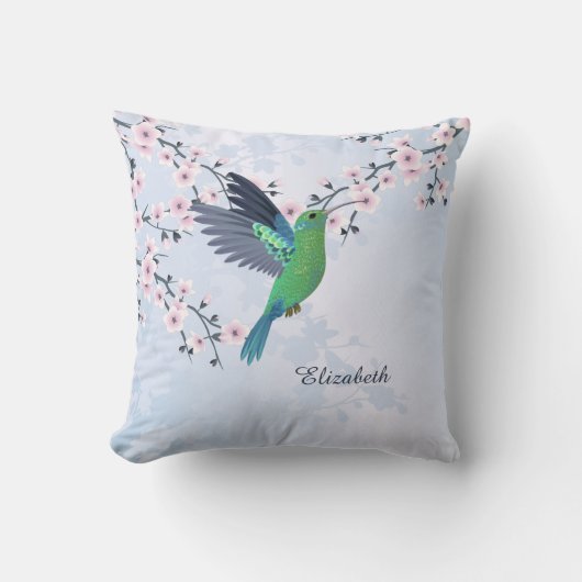 Coussin Colibri Rose Féminin Brillant (Recto)